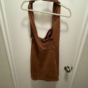 Brown suede jumper dress